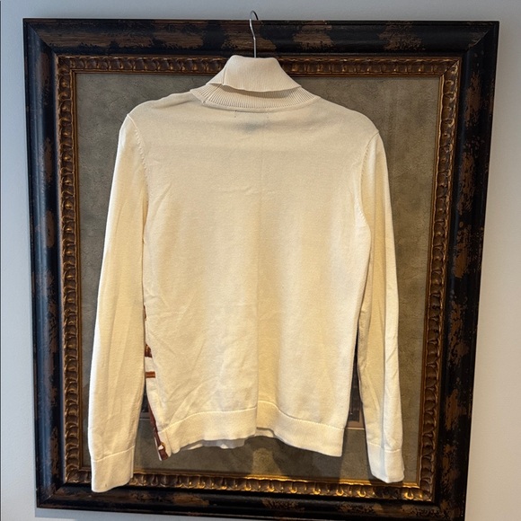 Ralph Lauren Off White Turtleneck Sweater w/ Unique Equestrian Print Front - Picture 5 of 8